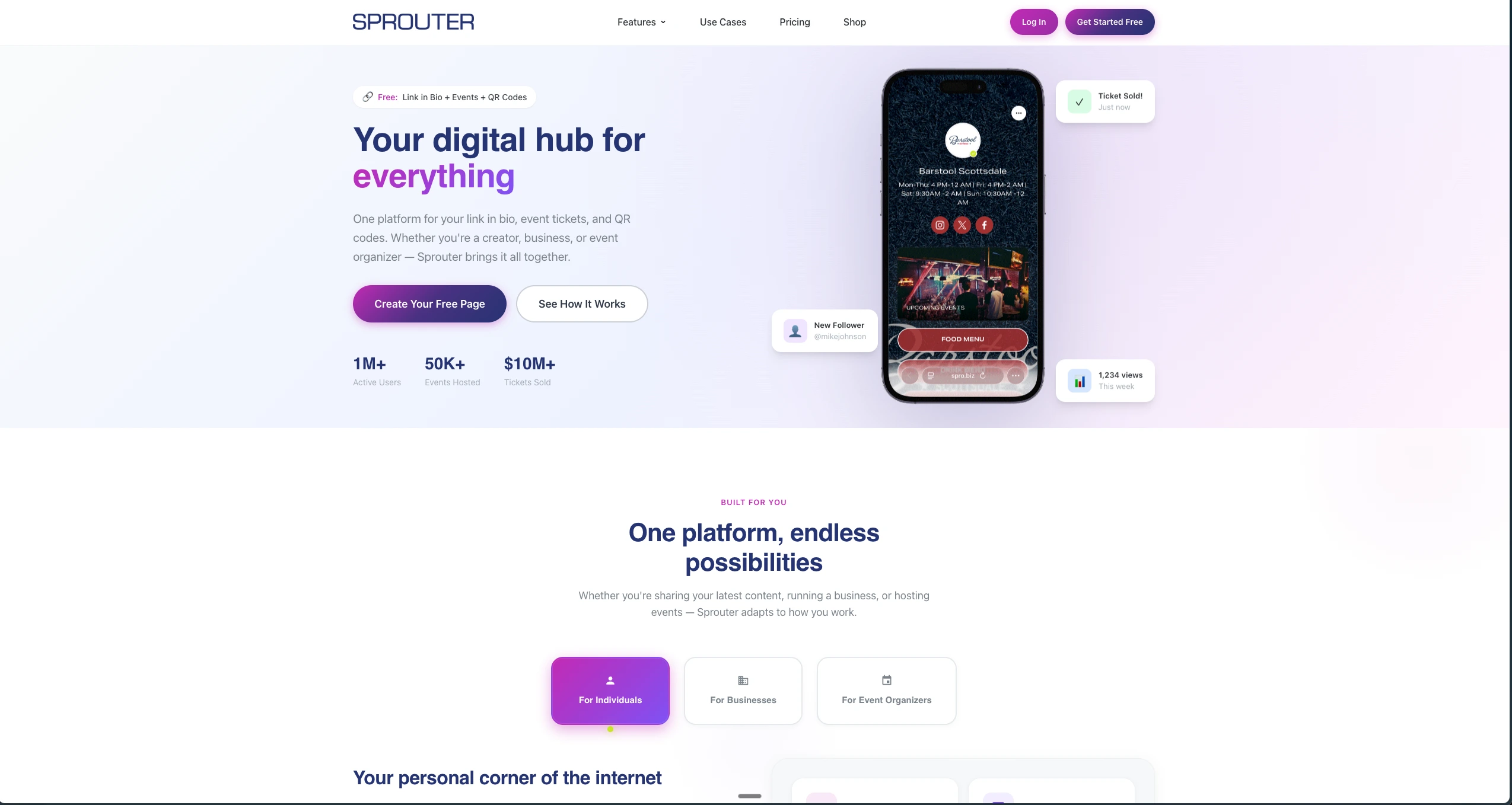 Sprouter — before redesign